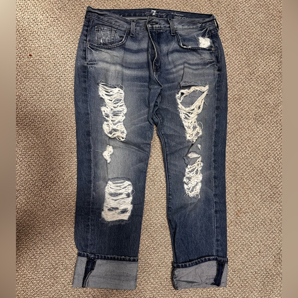 7 For All Mankind Relaxed Skinny Distressed Jeans